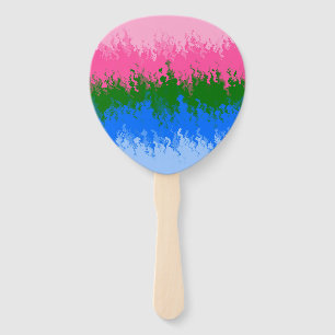 Squiggly Trippy Abstract Omniromantic Pride Flag Hand Fan