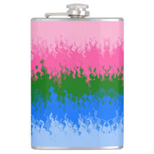 Squiggly Trippy Abstract Omniromantic Pride Flag Hip Flask