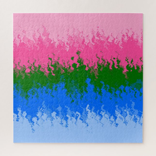 Squiggly Trippy Abstract Omniromantic Pride Flag Jigsaw Puzzle (Vertical)