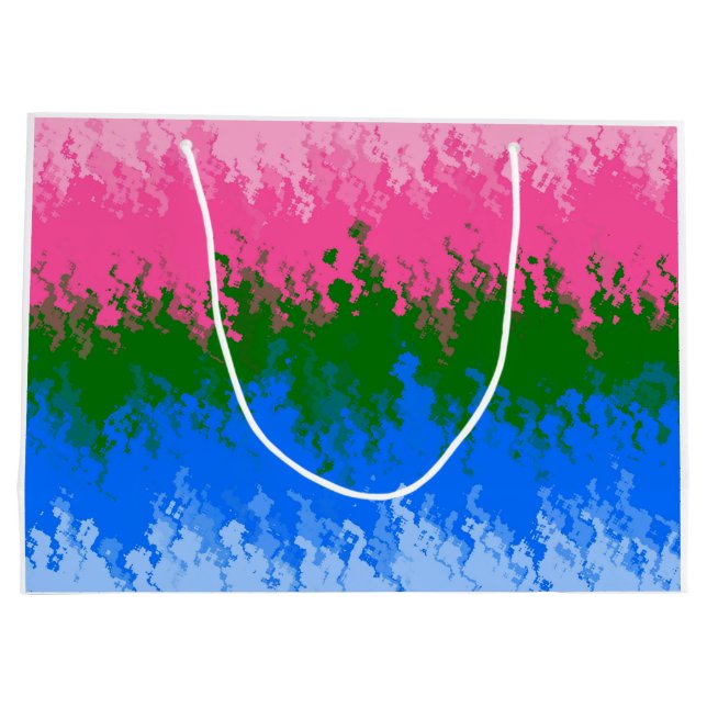 Squiggly Trippy Abstract Omniromantic Pride Flag Large Gift Bag (Back)