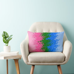 Squiggly Trippy Abstract Omniromantic Pride Flag Lumbar Cushion