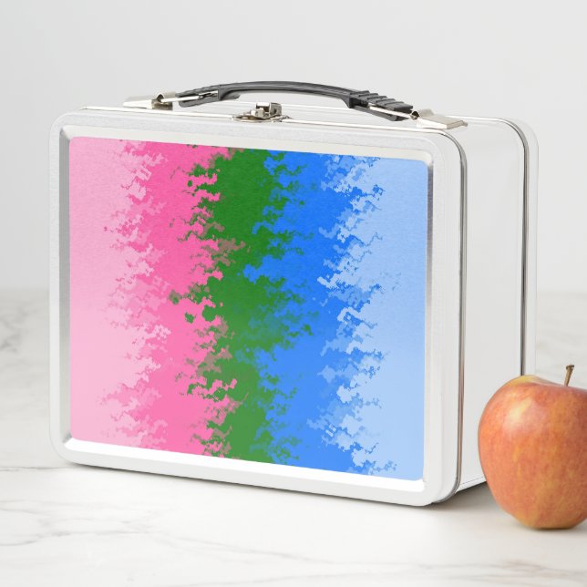 Squiggly Trippy Abstract Omniromantic Pride Flag Metal Lunch Box (In Situ)