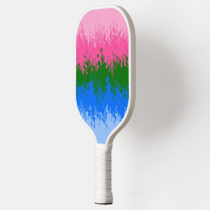 Squiggly Trippy Abstract Omniromantic Pride Flag Pickleball Paddle
