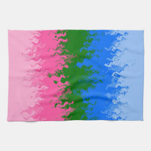 Squiggly Trippy Abstract Omniromantic Pride Flag Tea Towel