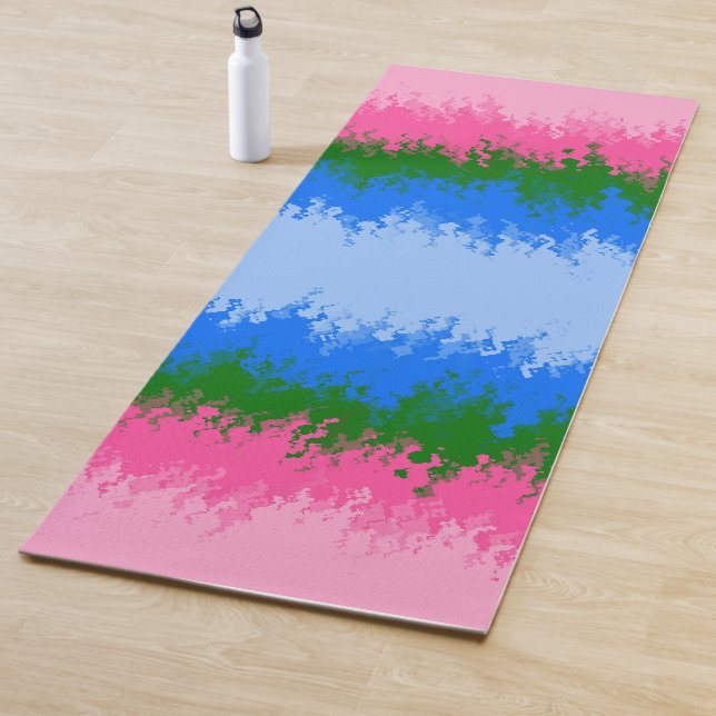 Squiggly Trippy Abstract Omniromantic Pride Flag Yoga Mat (In Situ)
