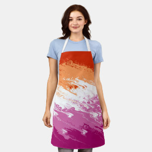 Squiggly Trippy Groovy Abstract Lesbian Pride Flag Apron