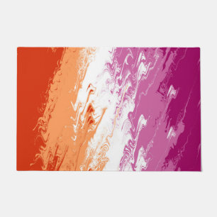 Squiggly Trippy Groovy Abstract Lesbian Pride Flag Doormat
