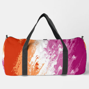Squiggly Trippy Groovy Abstract Lesbian Pride Flag Duffle Bag