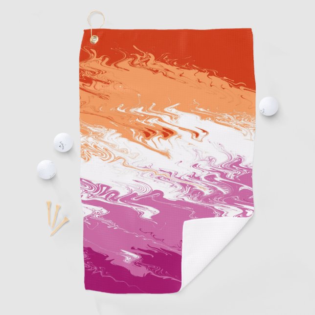 Squiggly Trippy Groovy Abstract Lesbian Pride Flag Golf Towel (InSitu)