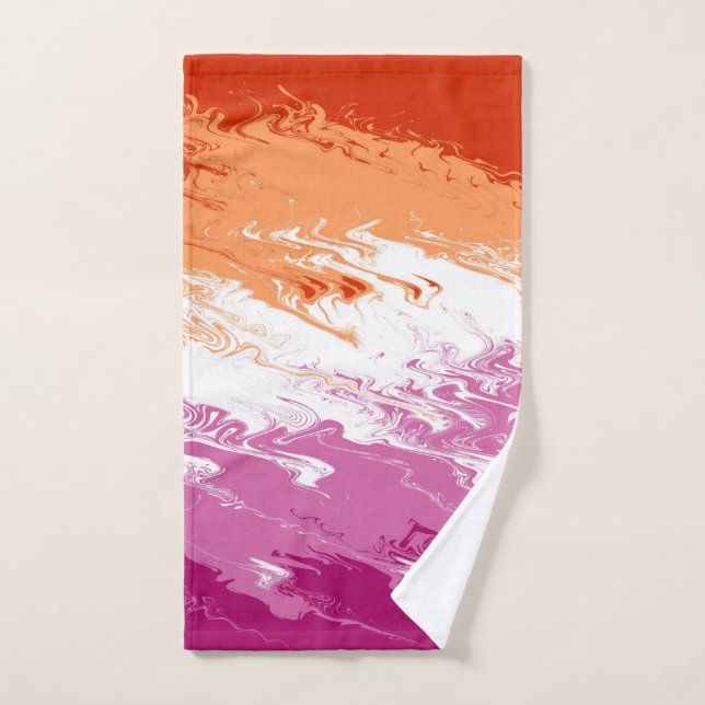 Squiggly Trippy Groovy Abstract Lesbian Pride Flag Hand Towel (Hand Towel)