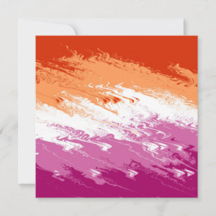 Squiggly Trippy Groovy Abstract Lesbian Pride Flag Holiday Card