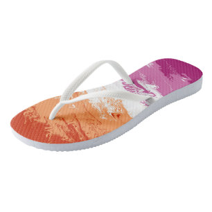 Squiggly Trippy Groovy Abstract Lesbian Pride Flag Jandals