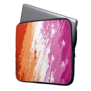 Squiggly Trippy Groovy Abstract Lesbian Pride Flag Laptop Sleeve