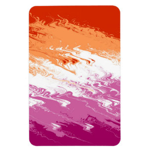 Squiggly Trippy Groovy Abstract Lesbian Pride Flag Magnet