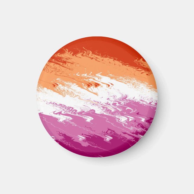 Squiggly Trippy Groovy Abstract Lesbian Pride Flag Magnet (Front)