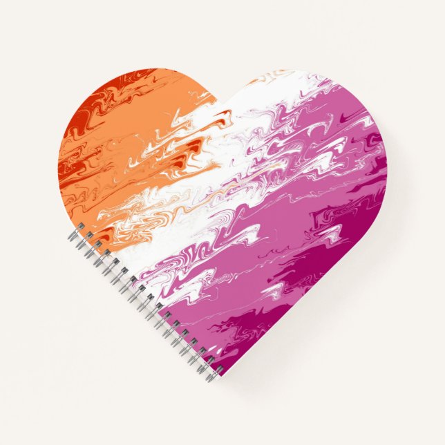 Squiggly Trippy Groovy Abstract Lesbian Pride Flag Notebook (Front)
