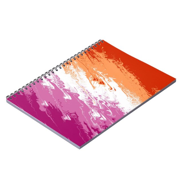 Squiggly Trippy Groovy Abstract Lesbian Pride Flag Notebook (Left Side)