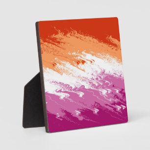 Squiggly Trippy Groovy Abstract Lesbian Pride Flag Plaque