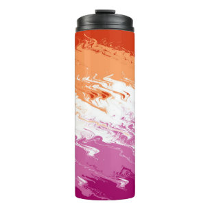 Squiggly Trippy Groovy Abstract Lesbian Pride Flag Thermal Tumbler