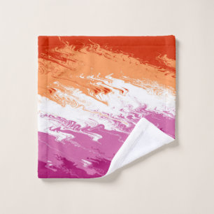 Squiggly Trippy Groovy Abstract Lesbian Pride Flag Wash Cloth