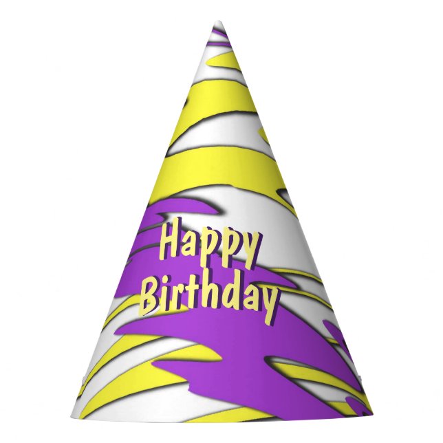 Squiggly Yellow and Purple Combo Party Hat (Front)