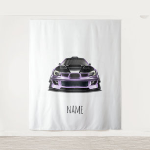 squint eye purple hand drawn art tapestry