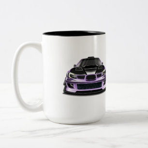 squint eye purple hand drawn art Two-Tone coffee mug