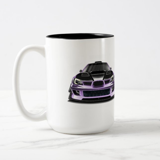 squint eye purple hand drawn art  Two-Tone coffee mug (Left)