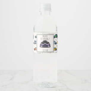 squint eye purple hand drawn art water bottle label