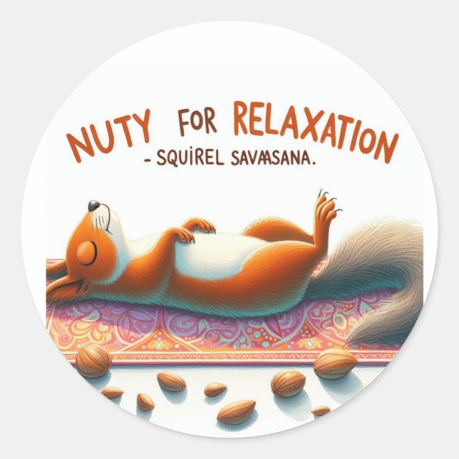 Squirel doing yoga classic round sticker (Front)