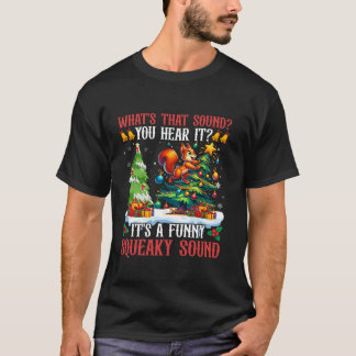 Squirrel Acorn Santa Hat Snowflakes Light Christma T-Shirt