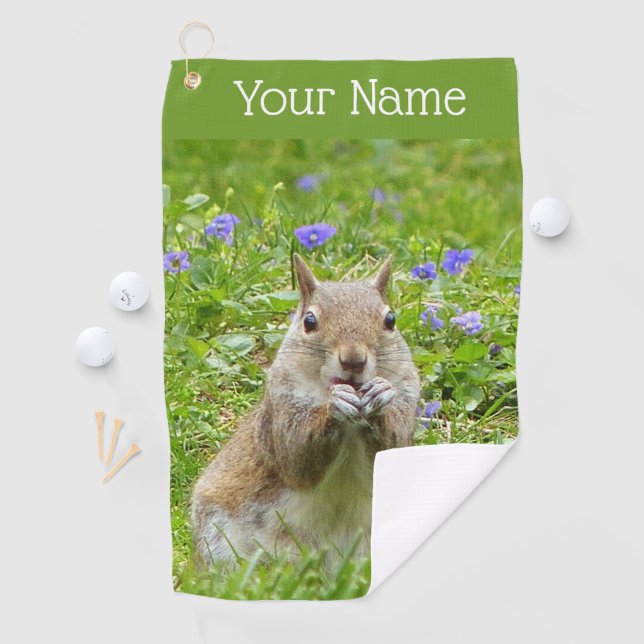 Squirrel Amongst Wild Violets Golf Towel (InSitu)