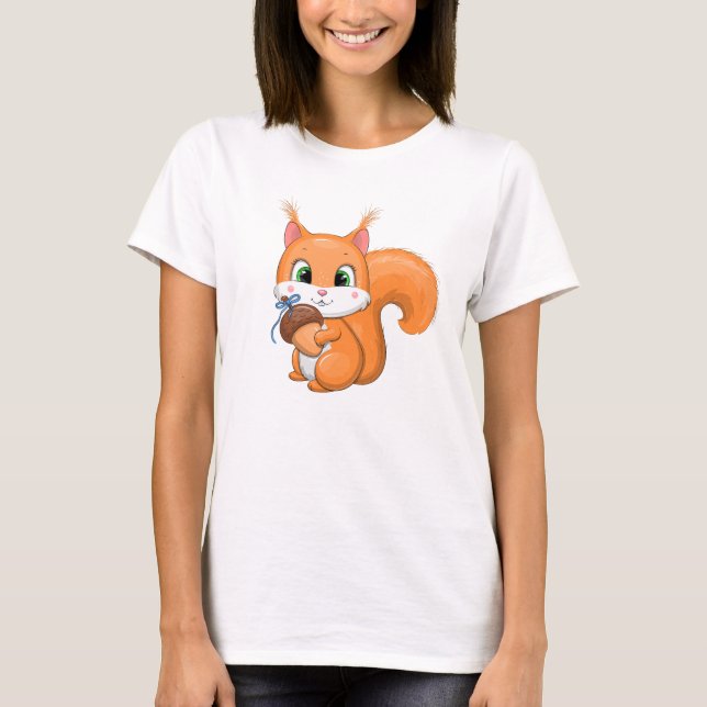 Squirrel and acorn. T-Shirt (Front)