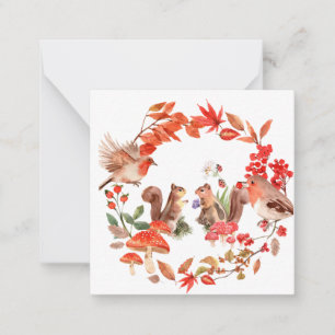 Squirrel and bird fall card