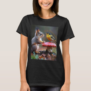 Squirrel and Bird Forest Friendship Woman Organic  T-Shirt