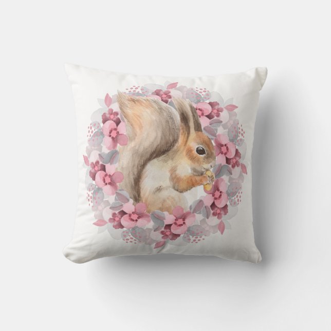 Squirrel and flowers cushion (Front)