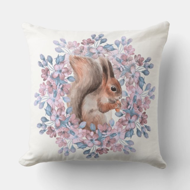 Squirrel and flowers cushion (Front)