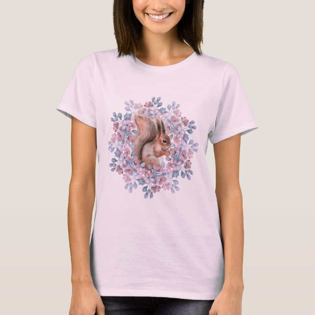 Squirrel and flowers T-Shirt (Front)