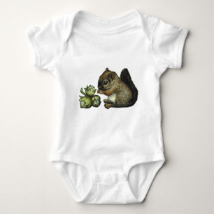 Squirrel and hazelnuts baby bodysuit