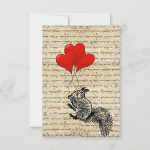 Squirrel and heart balloons