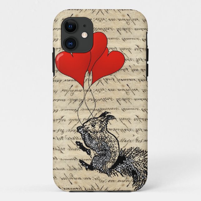 Squirrel and heart balloons Case-Mate iPhone case (Back)