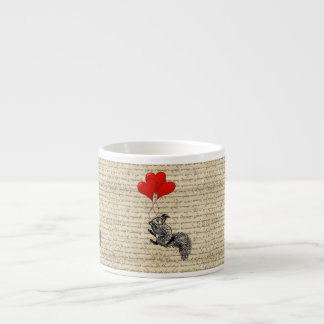 Squirrel and heart balloons espresso cup