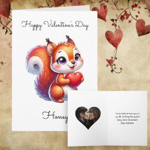Squirrel and Heart Personalised Photo Valentine's  Card