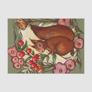 Squirrel and Holly winter Red Squirrels Tissue Paper