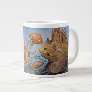Squirrel and Mushrooms Large Coffee Mug