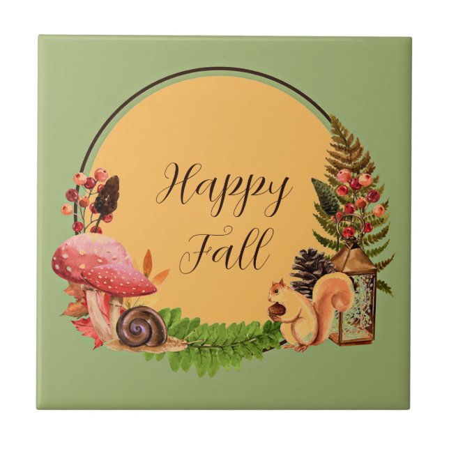 Squirrel and nature with customisable text  tile (Front)