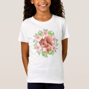 Squirrel and pink flowers T-Shirt