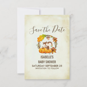 Squirrel and Pumpkins Rustic Wreath STD Save The Date