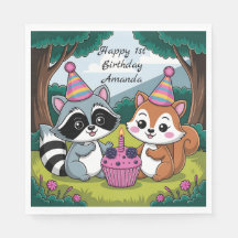 Squirrel and Racoon cute Birthday