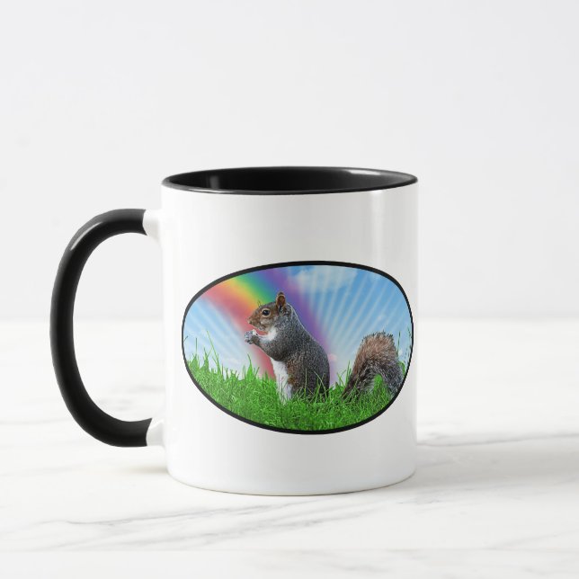 Squirrel and Rainbow Sky Mug (Left)